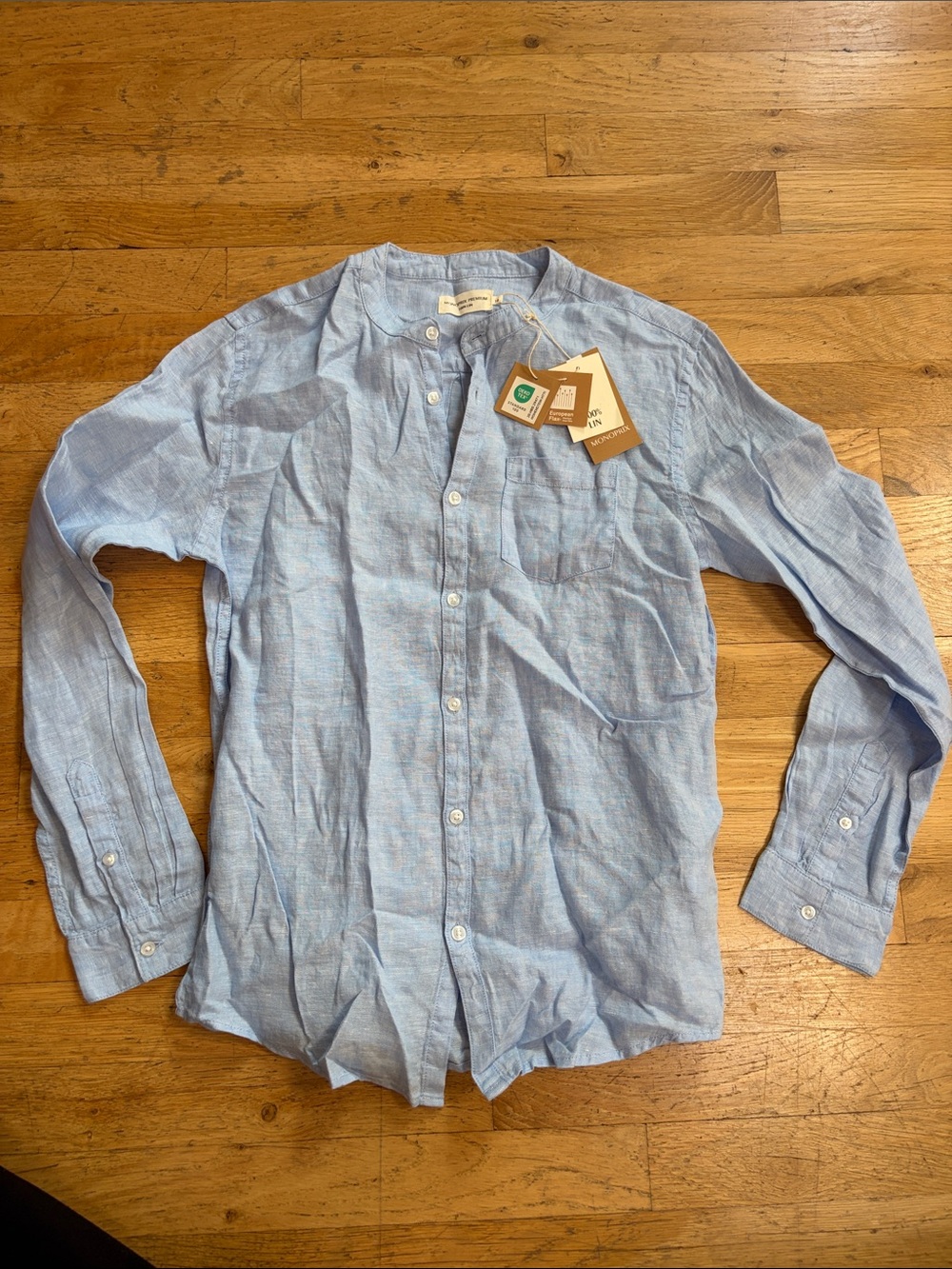 Light Blue Linen Blend Boys Shirt - Casual Button-Down